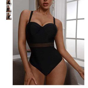 Contrast Mesh One Piece Underwire Swimsuit